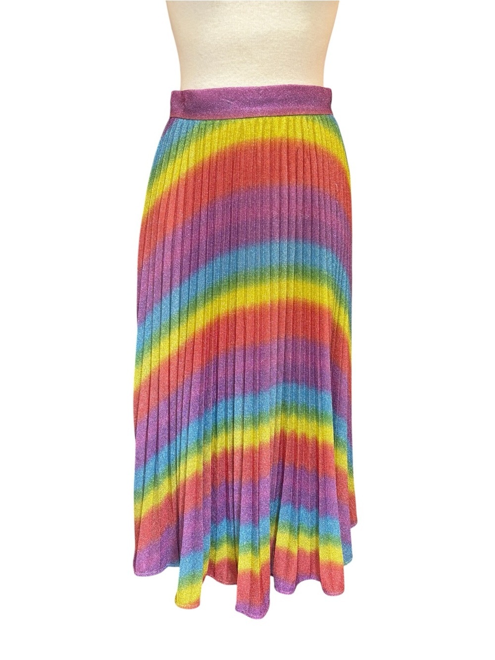 Flying Tomato Skirt Rainbow Sparkle Pleated Maxi Multicolor Pride Sz. M